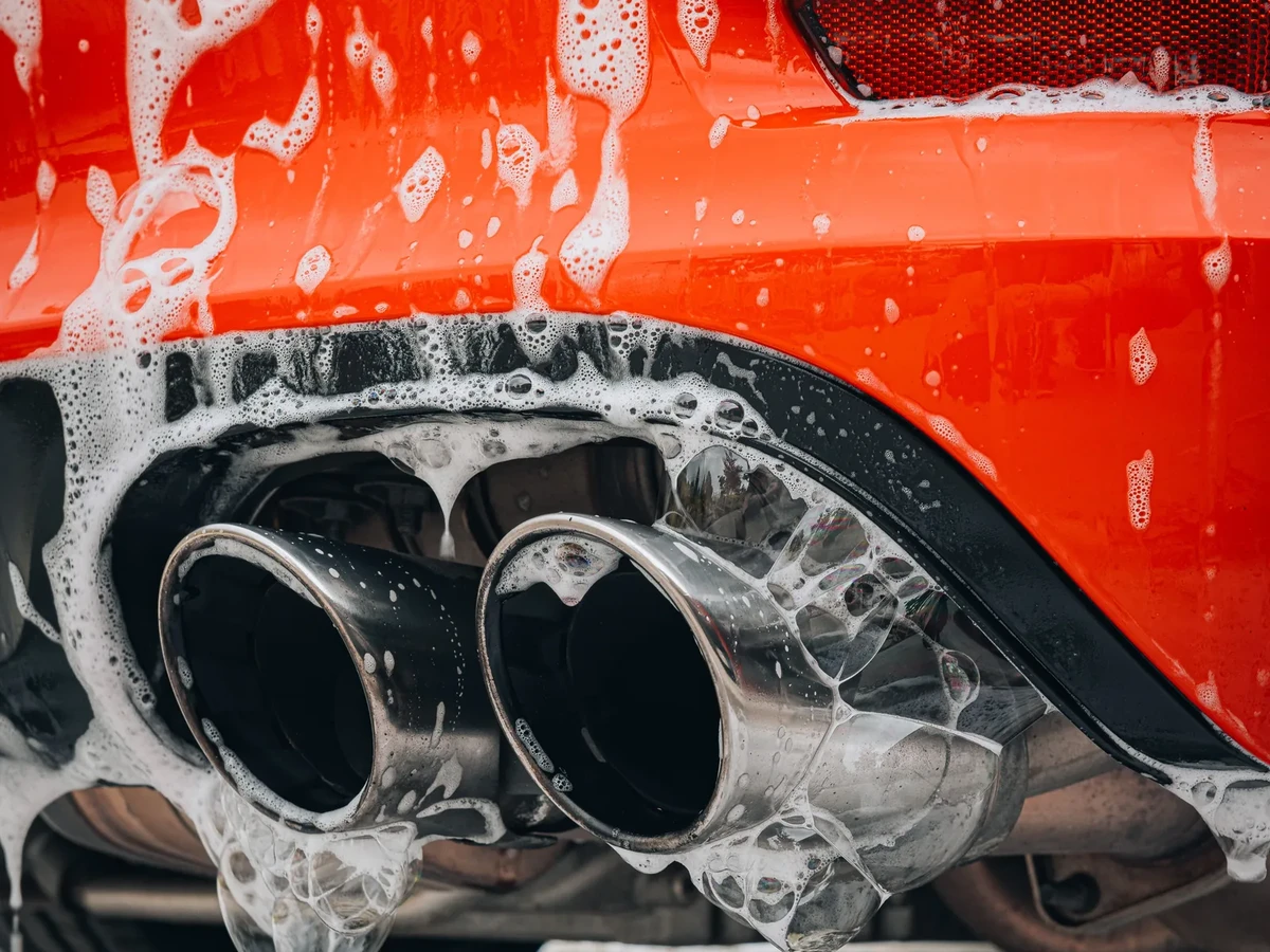 Foam wash during an exterior detail